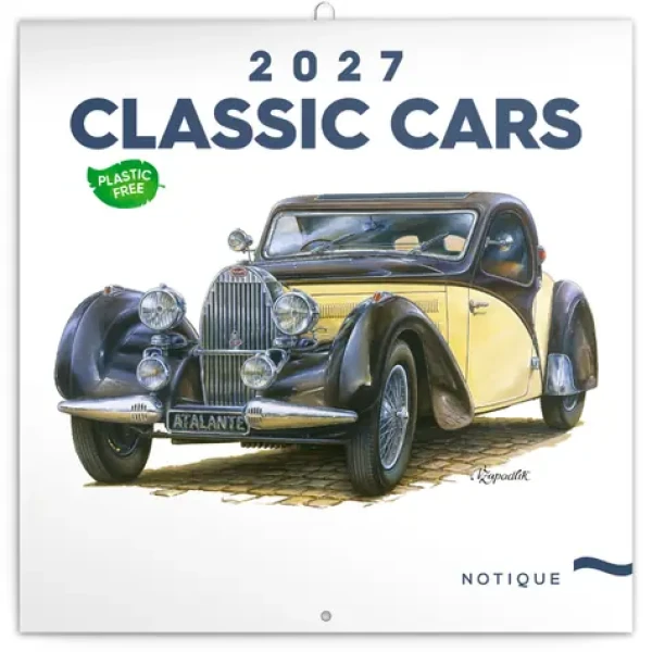 NOTIQUE Kalendár Classic Cars - Václav Zapadlík 2027 / Poznámkový / 30 × 30 cm / Plastic Free