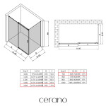 CERANO - Sprchovací kút Santoro - ľavá - 6 mm - čierna matná, mliečne sklo - 140x70 - posuvný CER-665671