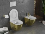 MEXEN - Lena Závesná WC misa vrátane sedátka s slow-slim, duroplast, biela/zlatá so vzorom 30224008