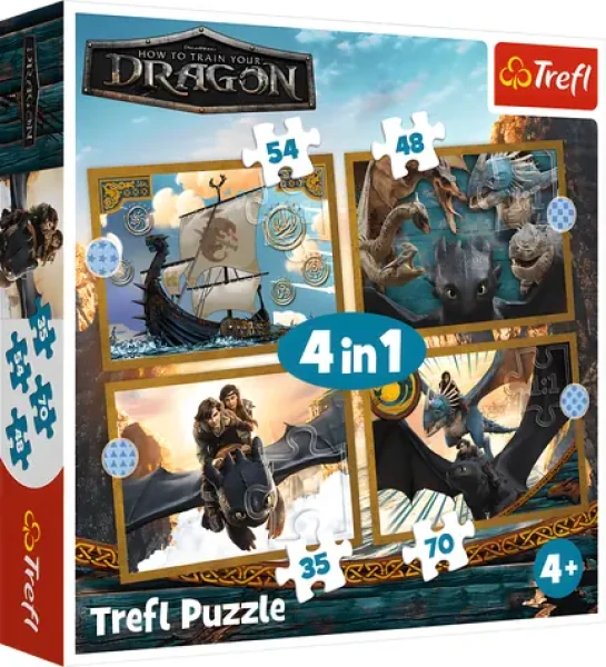 Trefl Puzzle Ako vycvičiť draka: Dračie dni 4v1