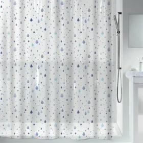 Spirella WATERDROP sprchový záves motív kvapky 180 x 200 cm bielo-modrý / PEVA (7610583130402)