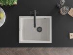 MEXEN/S MEXEN/S - Pedro granitový drez 1-miska 560 x 460 mm, biela, sifón čierna 6508561000-20-B