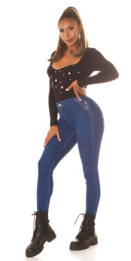 Sexy Highwaist Skinny Jeans with glitter detail denimblue