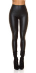 Sexy biker look faux leather leggings black