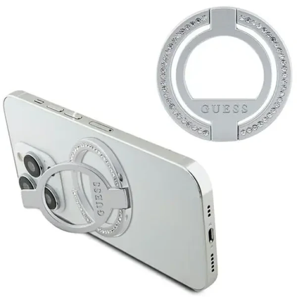 Guess Rhinestones MagSafe Ringstand strieborná / Držiak / MagSafe (GUMRSALDGS)