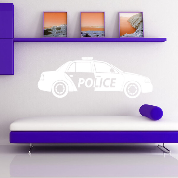 Veselá Stena Samolepka Policajné autíčko Farba: biela, Veľkosť: 40 x 13 cm