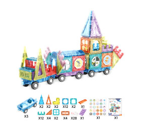 Mamido Mamido Farebná magnetická stavebnica vláčik, autíčka 75 dielikov MT1591