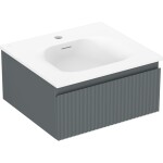 MEXEN/S - Rivel kúpeľňová skrinka 50 cm s umývadlom Vela, 1 šuplík, reliéf, grafit mat/biela mat 91A20-05023-1-BF66-W23M01