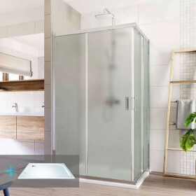 Mereo Sprchovací set: LIMA, obdĺžnik, 100x90 cm, chróm ALU, sklo Point, vanička z liatého mramoru CK82422KM