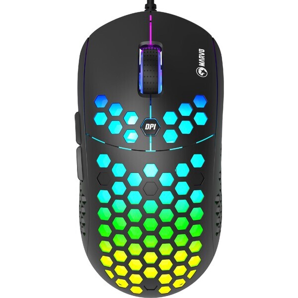 Marvo M399 čierna / herná optická myš / 6400 DPI / RGB / USB / 1.5m (M399)