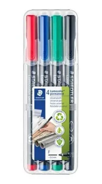 Staedtler Lumocolor permanent F / Popisovač / sada 4 ks / 4 farby / 0,6 mm / vodeodolný (318 WP4)