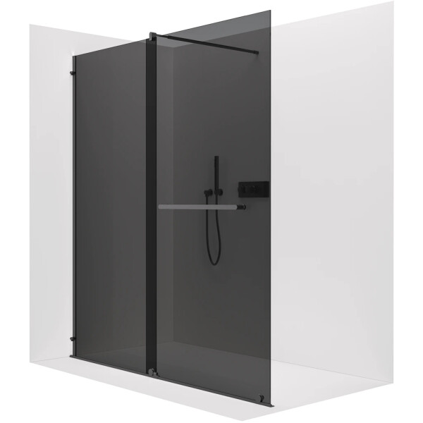 CERANO - Sprchová zástena Walk-in Medin Ľ/P - 8 mm - čierna matná, grafitové sklo - 150x195 - dvojdielna posuvná CER-478051