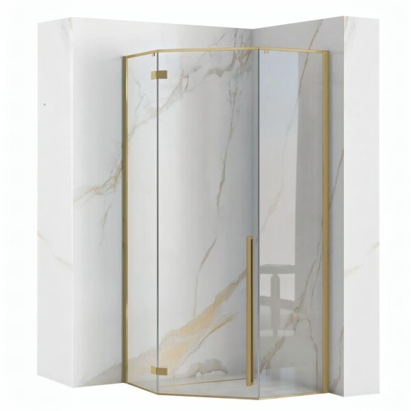 REA - Sprchovací kút DIAMOND 100x100 BRUSH GOLD REA-K5684