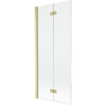 MEXEN - MIST vaňová zástena 80x150 cm 6mm 2-s, zlatá kartáčovaná, číra, ľavá 8A9-080-002-55-00-L