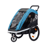 HAMAX Avenida One - jednomiestny vozík za kolo vr. ramena + kočíkový set Petrol Blue, odpružený