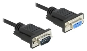 DeLock RS-232 Sub-D9 samec - Sub-D9 samica 2 m čierna / Sériový kábel / PVC plášť (86579)