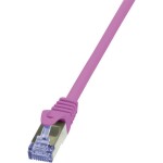 LogiLink CQ3089S RJ45 sieťové káble, prepojovacie káble CAT 6A S/FTP 7.50 m ružová samozhášavý, s ochranou 1 ks; CQ3089S