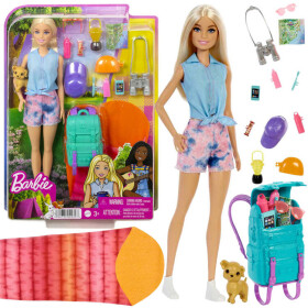 Mamido Bábika Barbie Malibu kempovanie cestovateľka s doplnkami