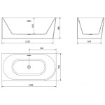 MEXEN/S - Mia voľne stojaca rohová vaňa ľavá 140 x 75, biela, sifón a prepad grafit metal 52691407500L-95