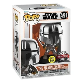 Funko POP! The Mandalorian with Darksaber (Star Wars) Special Edition (Glows in Dark)