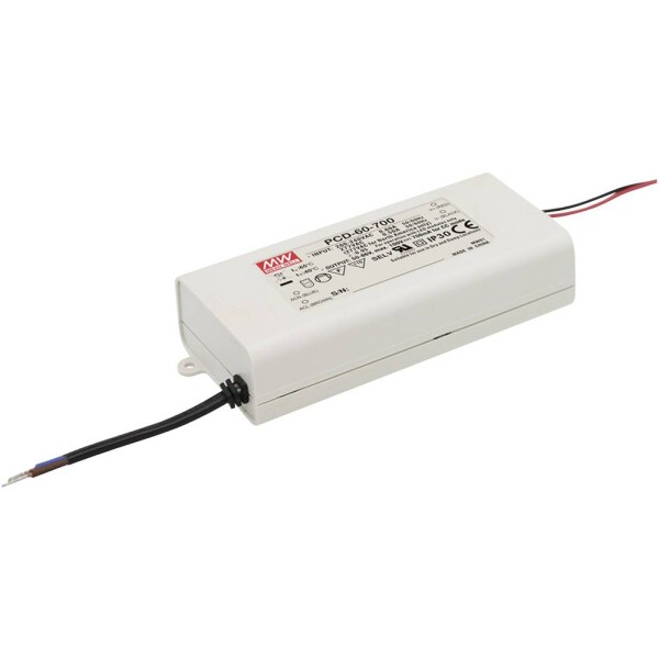 MEAN WELL PCD-60-2400B LED driver konštantný prúd 60 W 2.4 A 15 - 25 V/DC stmievateľný, PFC spínacie obvod, ochrana proti prepätiu, montáž na nehorľavom povrchu; PCD-60-2400B