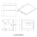 CERANO - Kúpeľňová skrinka Velora - čierna matná, úchytka zlatá + doska pod umývadlo Navira Slim - 18 mm - 60x54,8x46,5 CER-664792