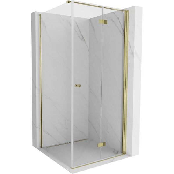 MEXEN/S - Mist-F sprchovací kút skladacie dvere pravá 80 x 80, transparent, zlato 8A6T-080-080-50-00-P