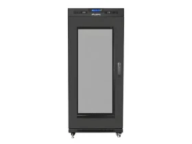 Lanberg Stojanový rozvádzač 15U 800x1000 čierna / Stojanový rozvádzač / 19" / LCD displej / Sklenené dvere (FF01-8015-23BL)