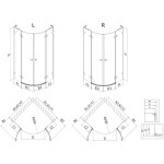 MEXEN/S - Lunar L sprchový kút štvrťkruh krídlový ľavá 100 x 70, transparent, biela 833L-100L-070P-20-00