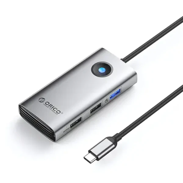 Orico PW11-5P sivá / USB-C hub / 1x USB-A 3.0 / 2x USB-A 2.0 / 1x USB-C PD / 1x HDMI