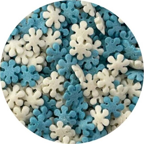 Cukrové zdobenie bielo-modré snehové vločky 1kg - I LOVE CAKES - I LOVE CAKES