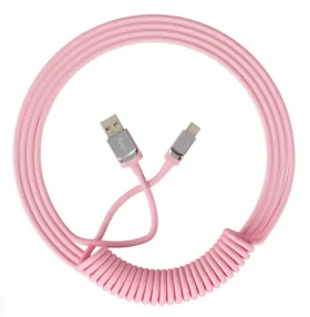 Akko Krútený kábel USB-C (M) - USB-A (M) ružová / až 135 cm (6925758615266)