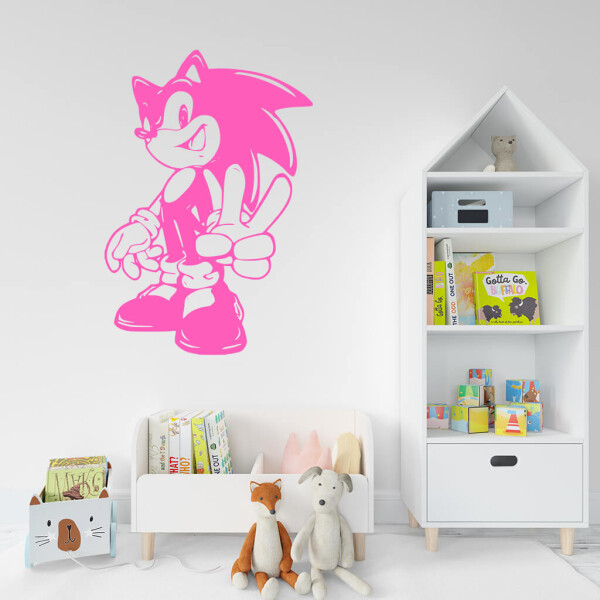 Veselá Stena Samolepka Postava Ježko Sonic Farba: růžová, Veľkosť: 40 x 27 cm