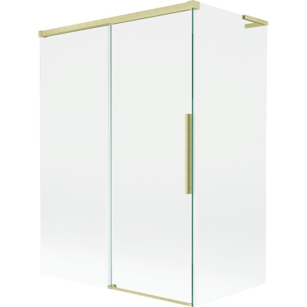MEXEN/S - Rox L vaňová zástena 2-krídlová posuvná 120 + 70 x 150, transparent, zlatá kartáčovaná 8C9L-120-070-55-00