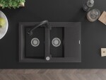 MEXEN/S MEXEN/S - Gaspar granitový drez 1.5 s odkvapkávačom vrátane batérie Elia, čierna kropenatá 6507-76-670101-70