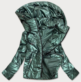 Zelená lesklá dámská bunda kapucí model 16147495 S'WEST Barva: odcienie zieleni, Velikost: