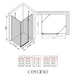 CERANO - Sprchovací kút Marino Ľ/P - 6 mm - chróm, transparentné sklo - 90x70x190 - pántový CER-422760