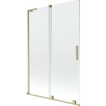 MEXEN/S - Velar L dvojkrídlová posuvná vaňová zástena 120 x 150, transparent, zlatá kartáčovaná 896-120-003-01-55