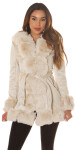 Sexy Winter jacket with faux-fur Details BEIGE