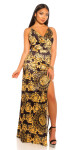 Sexy Maxi Dress With Print blackyellow Einheitsgroesse