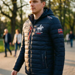 Pánska bunda WY6358H/GN Tmavý moiré vzor - Geografické Nórsko 3XL tmavě modrá - vzor