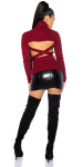 Sexy KouCla Turtleneck jumper w. back cut out BORDEAUX Einheitsgroesse