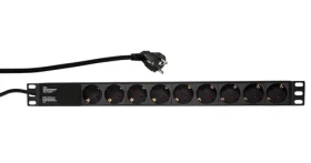 LogiLink Napájacia lišta 19" 9x230V čierna / Zásuvková lišta / bez vypínača / 2 m / 16 A (PDU9C03)