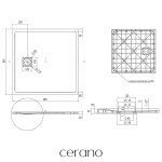 CERANO - Sprchová vanička štvorcová Pablo - SMC/minerálny kompozit - štruktúrovaná čierna matná - 90x90x3 CER-481141