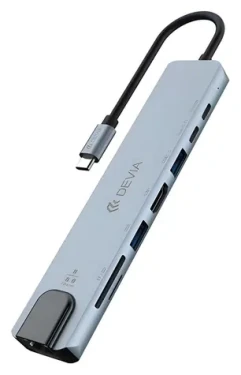 Devia EC706 tmavo šedá / USB Hub / USB-C / 8v1 (6942297125902)