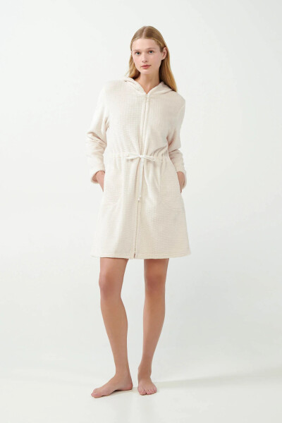 Dámsky flísový župan na zips 21360 Ecru - Vamp M ecri(krémová)