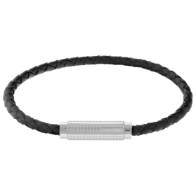 Calvin Klein Čierny kožený náramok pre mužov Modern Grid 35000582