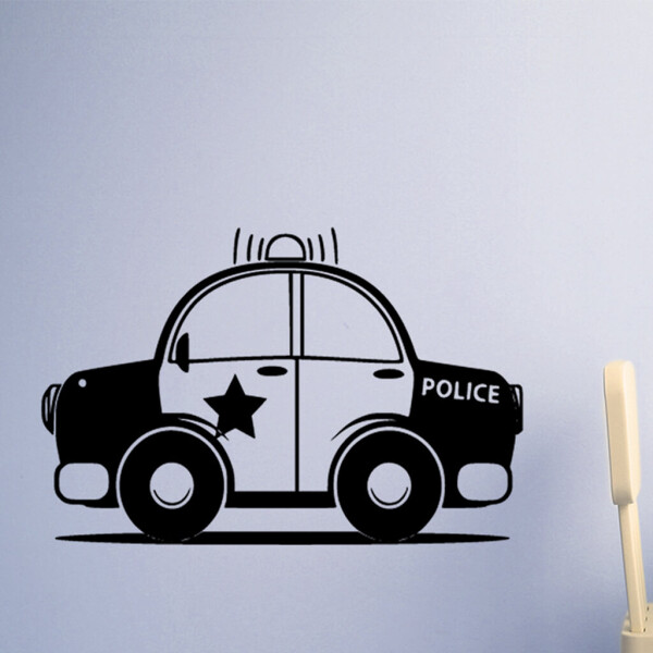 Veselá Stena Samolepka Autíčko policajné Farba: černá, Veľkosť: 60 x 39 cm