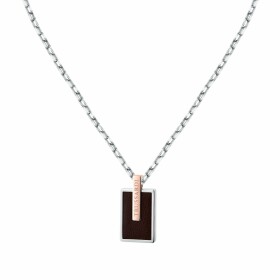 Trussardi Pánsky oceľový náhrdelník s hnedou kožou T-Leather TJAXZ14