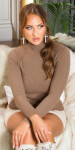 Sexy Musthave Basic Knit Pullover with Turtleneck brown Einheitsgroesse